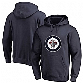 Men's Customized Winnipeg Jets Navy All Stitched Pullover Hoodie,baseball caps,new era cap wholesale,wholesale hats